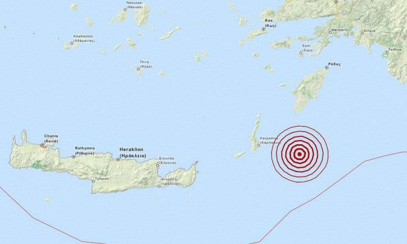 Σεισμός 3,7 Ρίχτερ ανατολικά της Καρπάθου