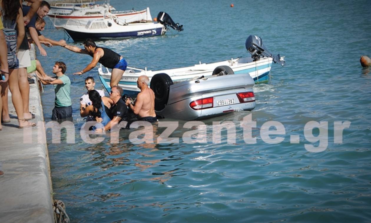 Ζάκυνθος: Όχημα ανατράπηκε και κατέληξε στη θάλασσα (photos)