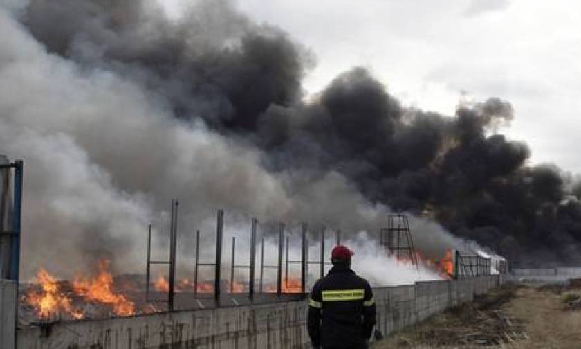 Πυρκαγιά σε εργοστάσιο επίπλων στη Μάνδρα