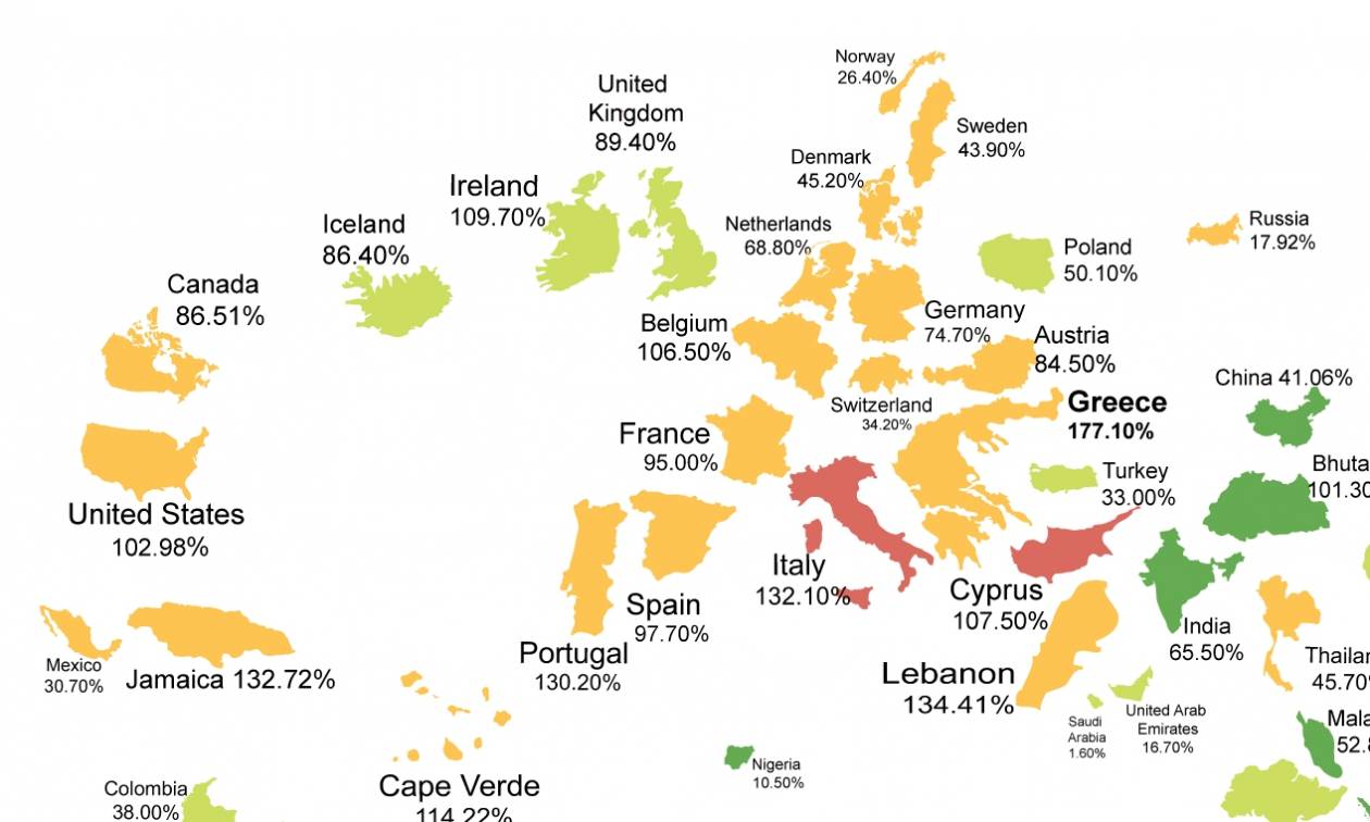 Ο παγκόσμιος χάρτης του χρέους: Ποια υπεράνω πάσης υποψίας χώρα είναι… πρωταθλήτρια;