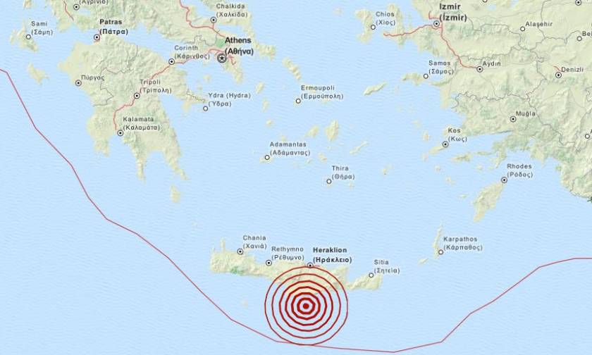 Σεισμός 3,4 Ρίχτερ νότια της Κρήτης (pic)