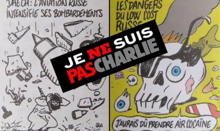 Σάλος με σκίτσα του Charlie Hebdo που σατιρίζουν τη συντριβή του Airbus στο Σινά