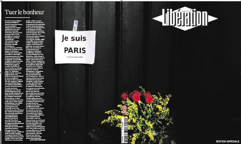 Επίθεση Γαλλία: Το συγκλονιστικό κυριακάτικο (15/11) πρωτοσέλιδο της Liberation