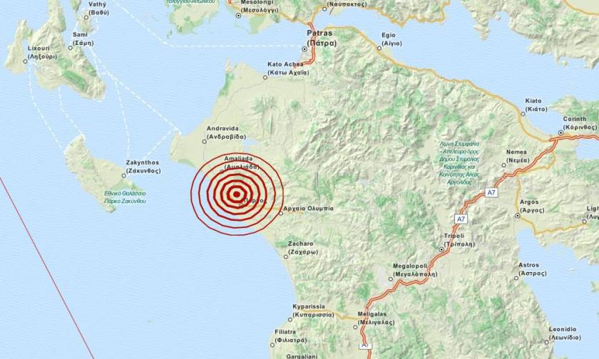 Σεισμός 3,5 Ρίχτερ βόρεια του Πύργου Ηλείας