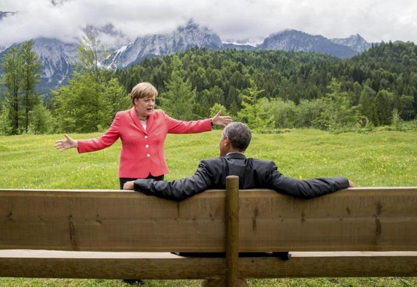 Συνομιλία Άνγκελα Μέρκελ με Μπαράκ Ομπάμα G7, Γερμανία 8 Ιουνίου 2015
