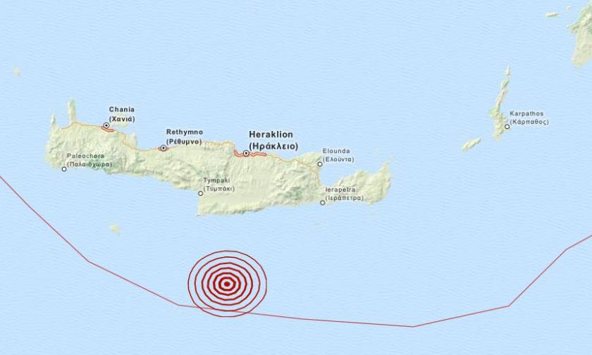 Σεισμός 3,9 Ρίχτερ νότια της Κρήτης (pic)