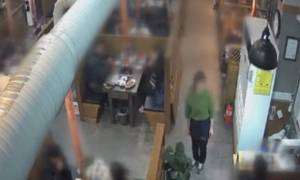 Τρόμος στο εστιατόριο: Τους έπεσε το ταβάνι στο κεφάλι! (video)