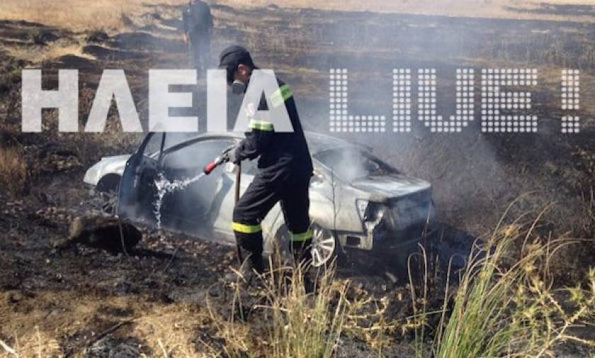 Τροχαίο ατύχημα στην εθνική οδό Πατρών - Πύργου: Στις φλόγες ΙΧ
