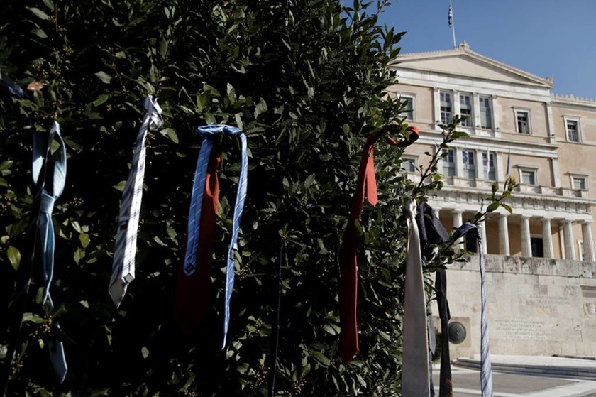 Οι δικηγόροι κρέμασαν τις… γραβάτες τους σε δέντρο - Απίστευτες εικόνες έξω από τη Βουλή