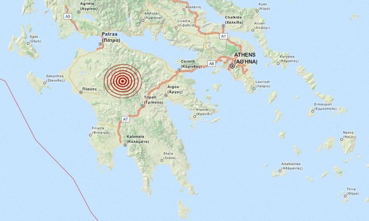 Σεισμός 3,7 Ρίχτερ βόρεια της Δημητσάνας