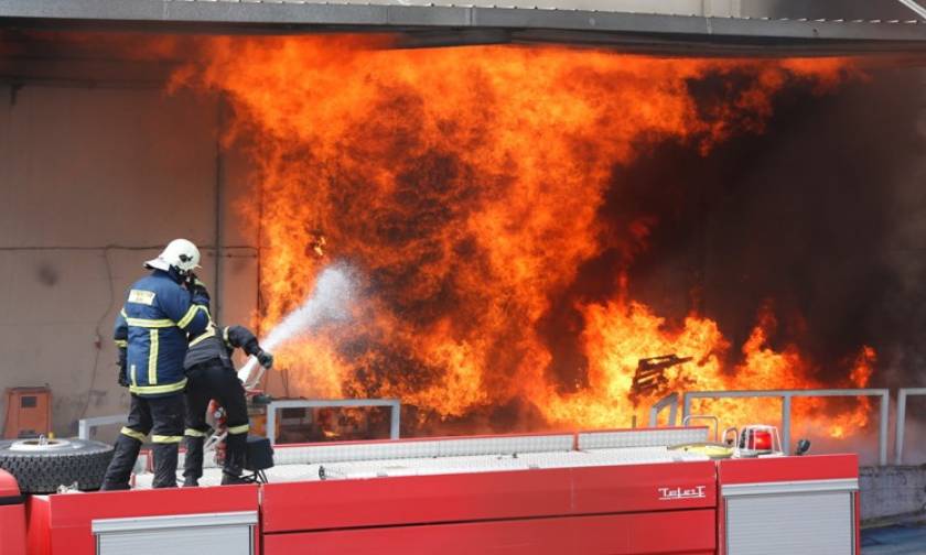 Μεγάλη φωτιά σε εξέλιξη σε εργοστάσιο χρωμάτων - Κίνδυνος εκρήξεων (photos - video)