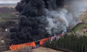 Παρανάλωμα του πυρός έγινε σιδηροδρομική γέφυρα στον Καναδά (vid)