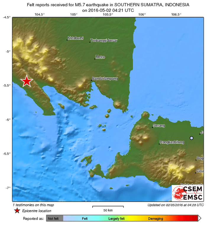  Σεισμός 5,7 Ρίχτερ στην Ινδονησία 