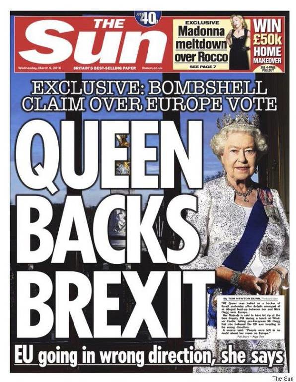 Το άρθρο της Sun που προκάλεσε σάλο: «Η βασίλισσα στηρίζει το Brexit»