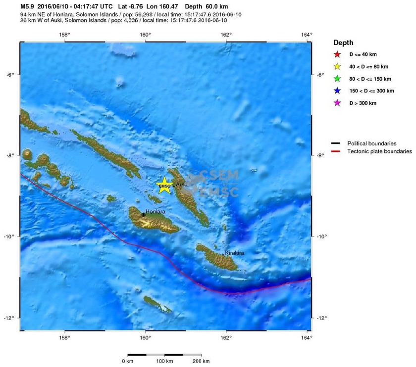  Ισχυρός σεισμός 5,9 Ρίχτερ συγκλόνισε τα νησιά του Σολομώντα 