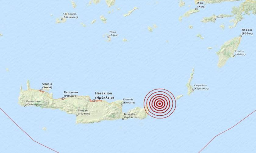 Σεισμός 3,7 Ρίχτερ μεταξύ Κρήτης και Κάσου (pic)