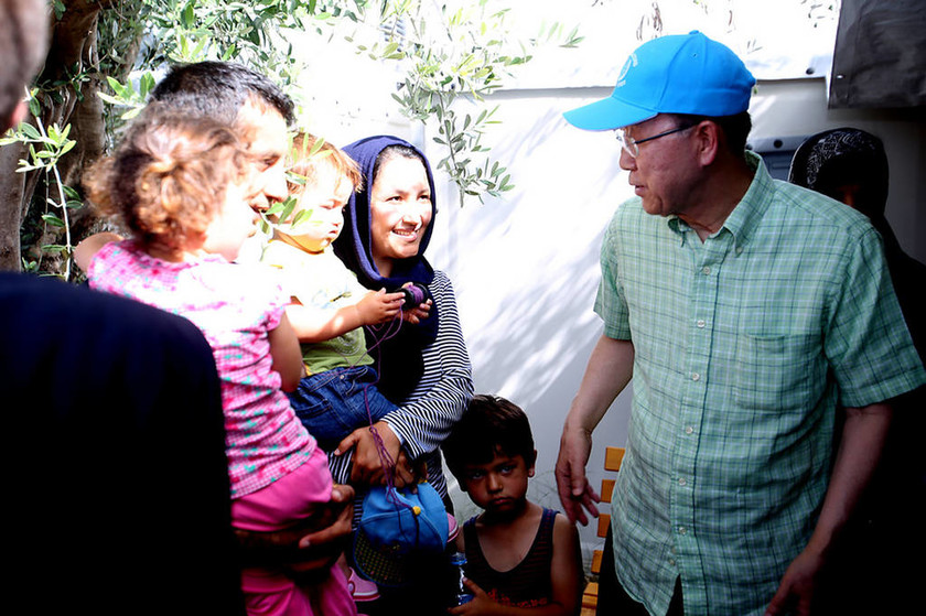 Προσφυγικό: Στη Μυτιλήνη ο Μπαν Κι Μουν (pics)