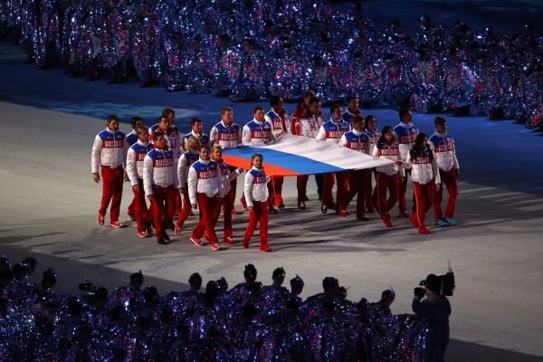 Russian flag carried arena Russian athletes
