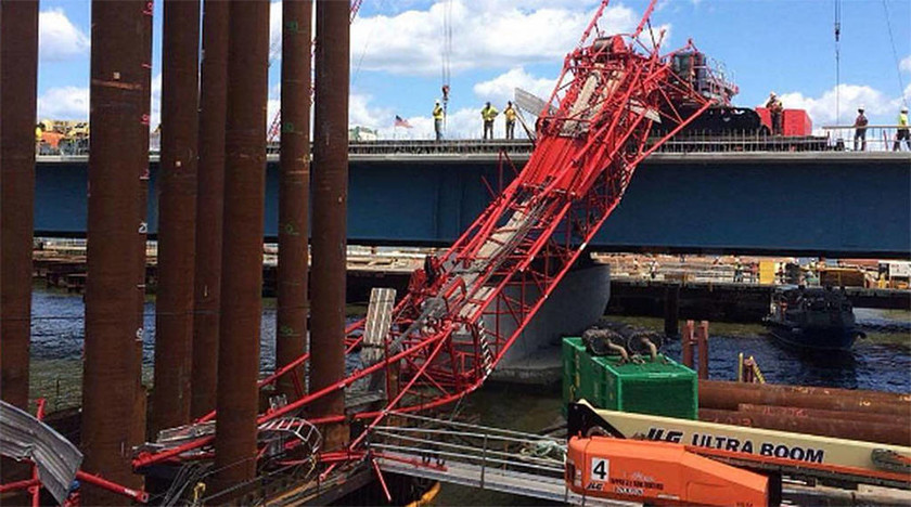 ΗΠΑ: Γερανός κατέρρευσε σε γέφυρα της Νέας Υόρκης  - Ένας τραυματίας (pics+vid)