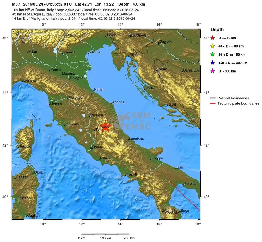 Ισχυρός σεισμός 6,1 Ρίχτερ στην κεντρική Ιταλία 