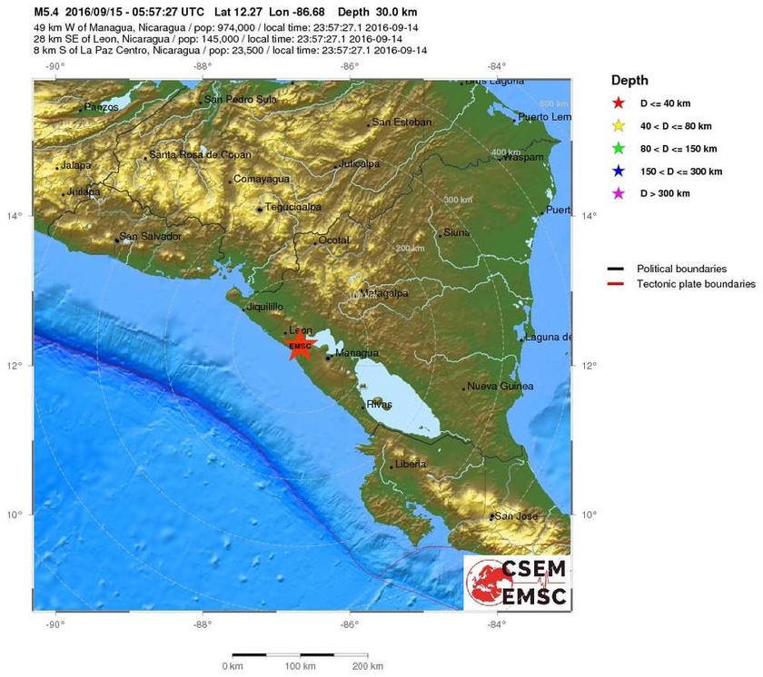 Ισχυρός σεισμός 5,4 Ρίχτερ στη Νικαράγουα