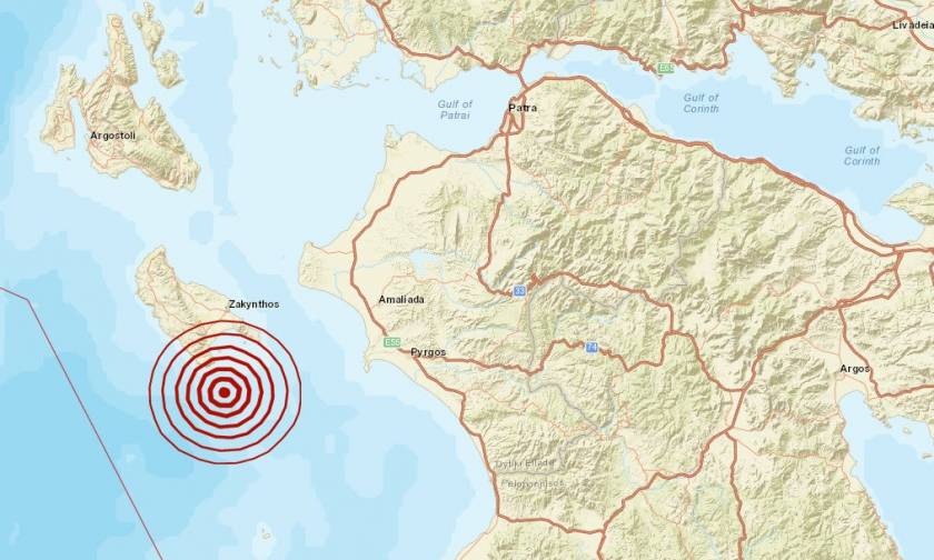 Σεισμός 3,6 Ρίχτερ νότια της Ζακύνθου
