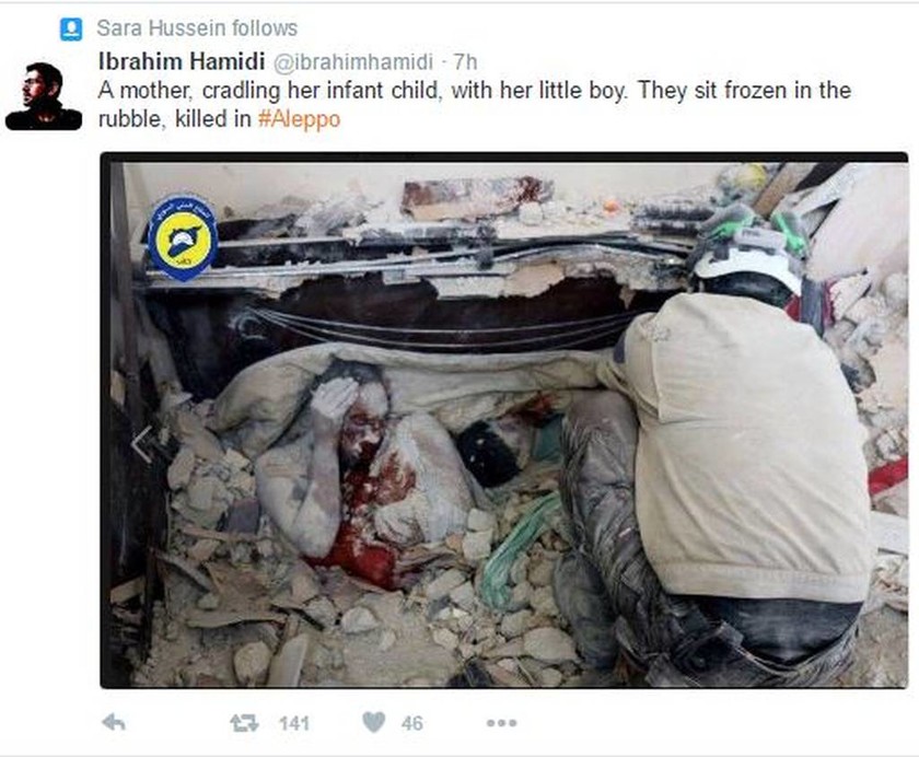 Εικόνα σοκ στο Χαλέπι: Μητέρα και παιδιά νεκροί στα ερείπια βομβαρδισμένου κτηρίου 