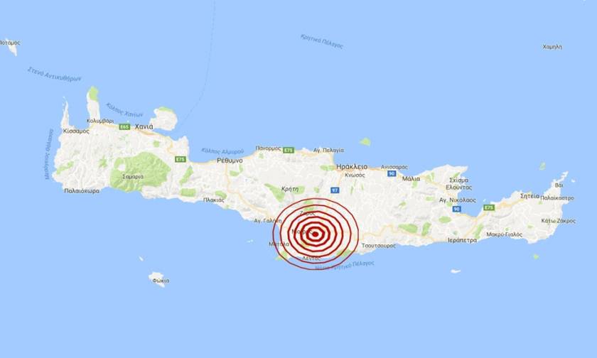 Σεισμός 3,6 Ρίχτερ νότια του Ηρακλείου Κρήτης