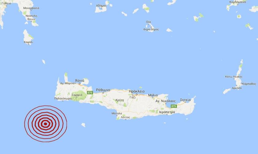 Σεισμός 3,8 Ρίχτερ νοτιοδυτικά της Κρήτης (pic)