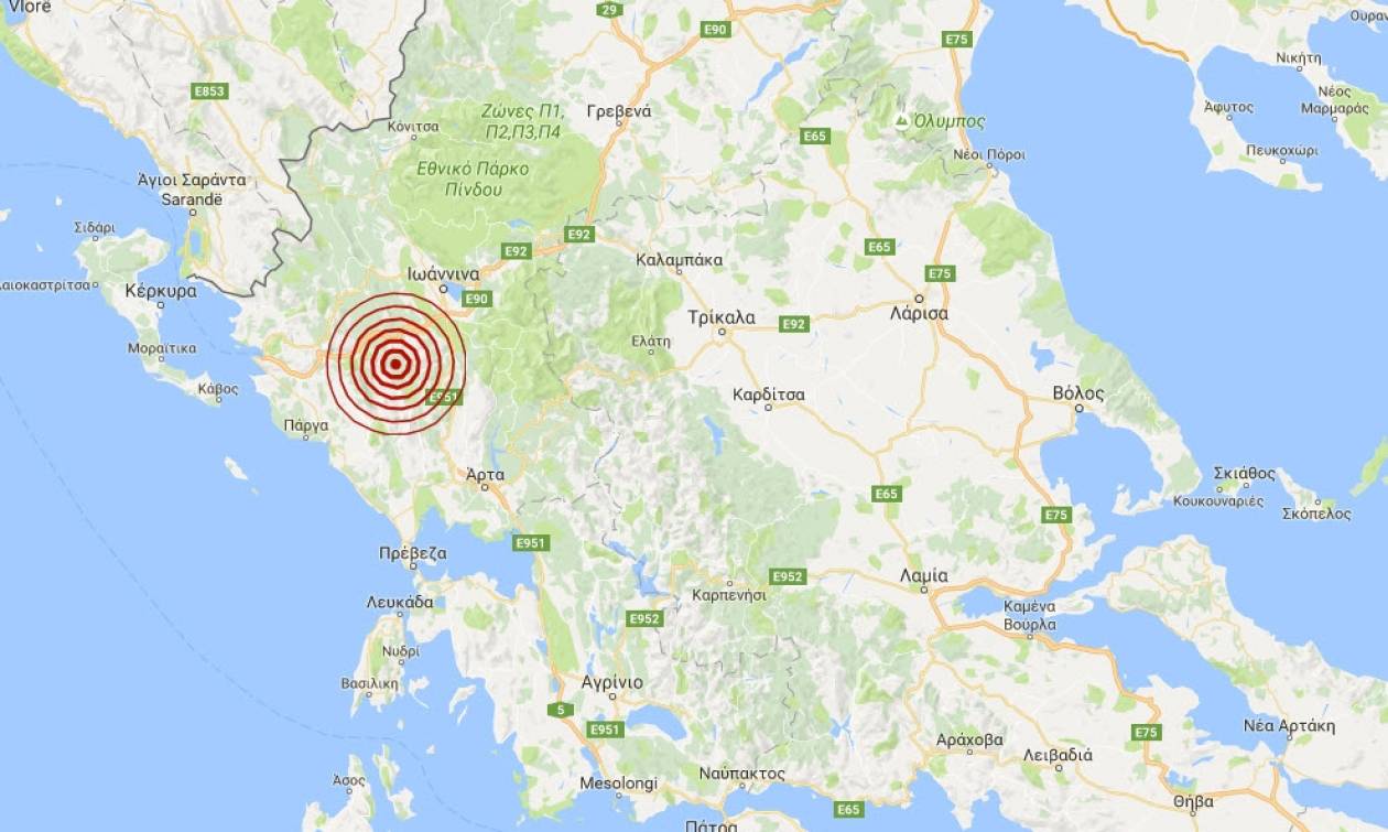 Σεισμός 3,7 Ρίχτερ μεταξύ Πάργας και Ιωαννίνων
