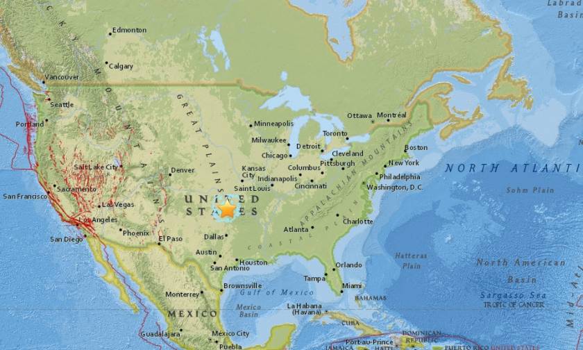 Σεισμός 5,3 Ρίχτερ κοντά στην Οκλαχόμα
