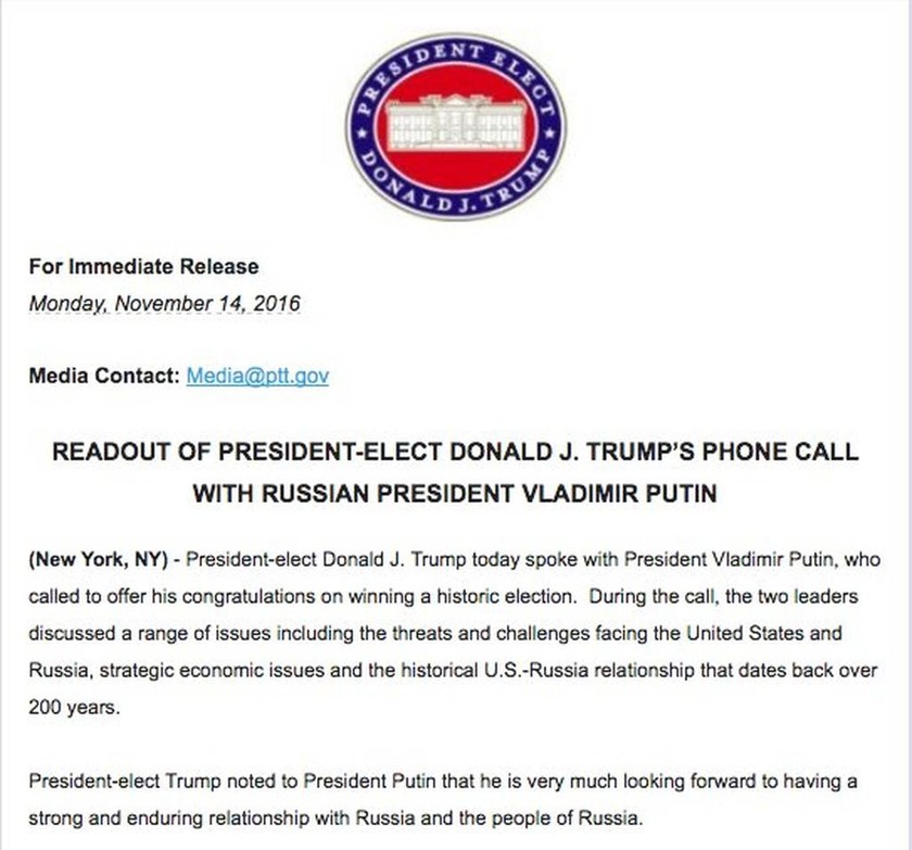 Τηλεφώνημα Πούτιν σε Τραμπ: Διαβάστε όσα ειπώθηκαν (Vid)
