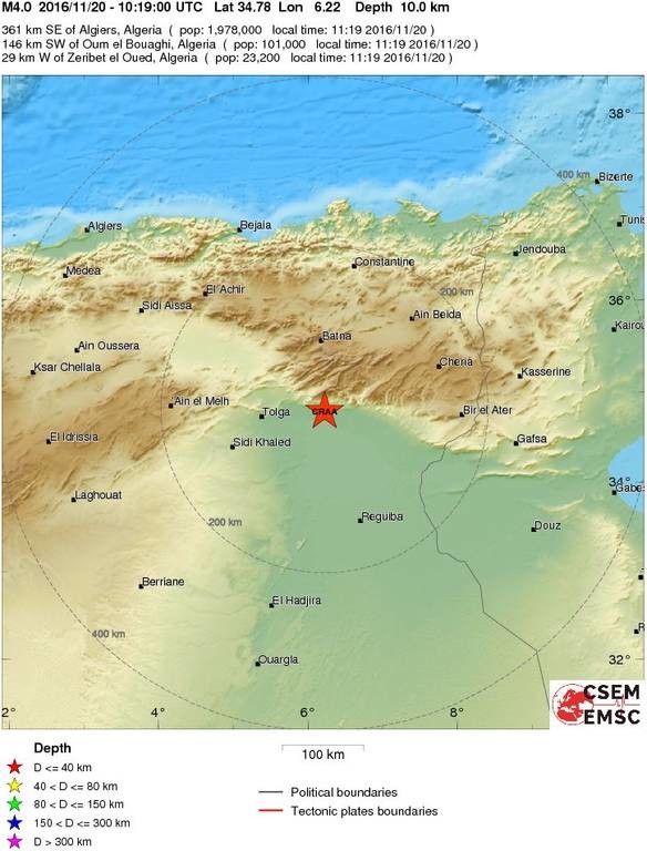 Σεισμός 4 Ρίχτερ στην Αλγερία