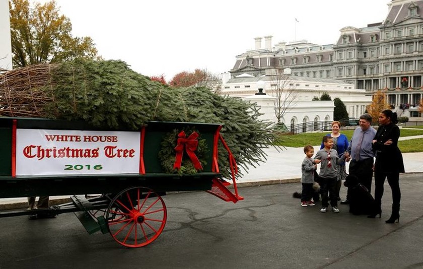 Χριστούγεννα 2016: Η Μισέλ Ομπάμα παρέλαβε για τελευταία φορά το δέντρο! (pics+vid)