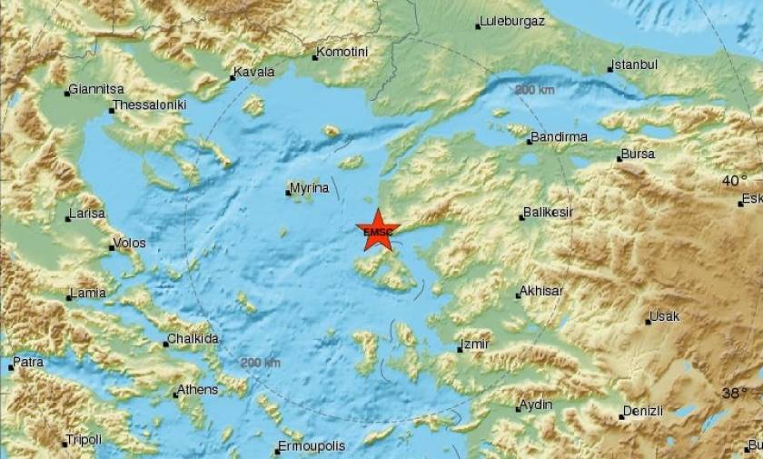 Ισχυρός σεισμός κοντά στη Μυτιλήνη