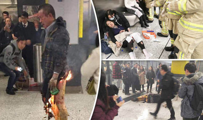 Χονγκ Κονγκ: Πυρομανής σκορπά τον τρόμο στο μετρό (ΠΡΟΣΟΧΗ - ΣΚΛΗΡΕΣ ΕΙΚΟΝΕΣ)