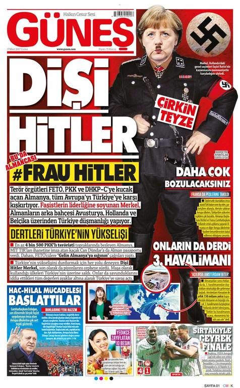 Μέρκελ-Χίτλερ σε πρωτοσέλιδο τουρκικής εφημερίδας (pic)