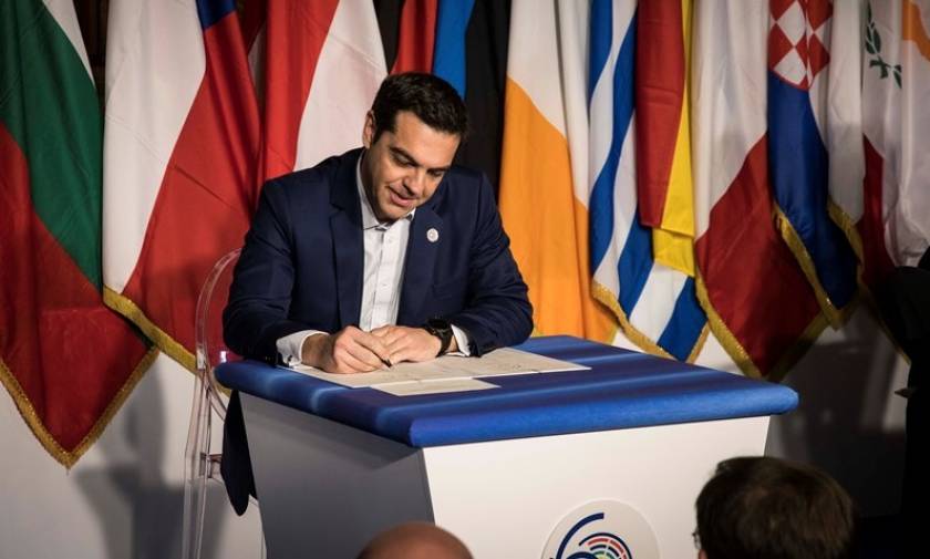 Μαξίμου - Διακήρυξη Ρώμης: Οι Ευρωπαίοι ηγέτες στηρίζουν τον Τσίπρα για τα εργασιακά