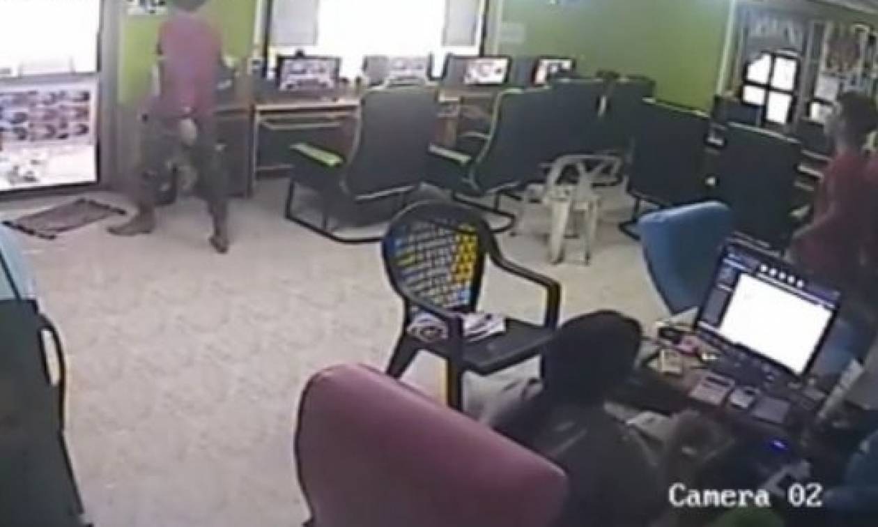 Απίστευτο βίντεο: Φίδι σκορπά τον πανικό σε ίντερνετ καφέ!