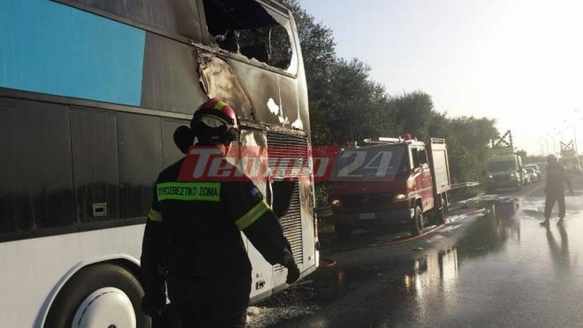 Παραλίγο τραγωδία - Σχολικό λεωφορείο τυλίχθηκε στις φλόγες (photos)