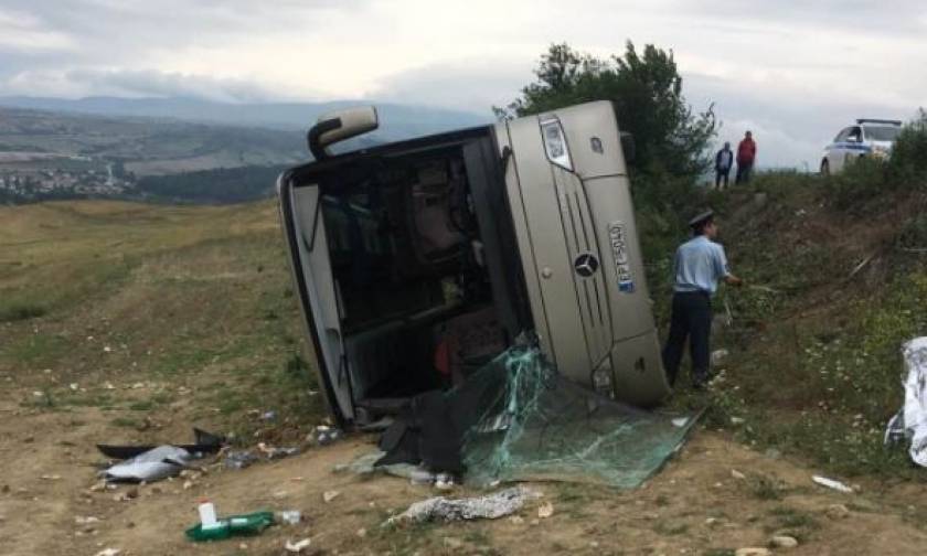 Tourist bus carrying students capsizes in Serres