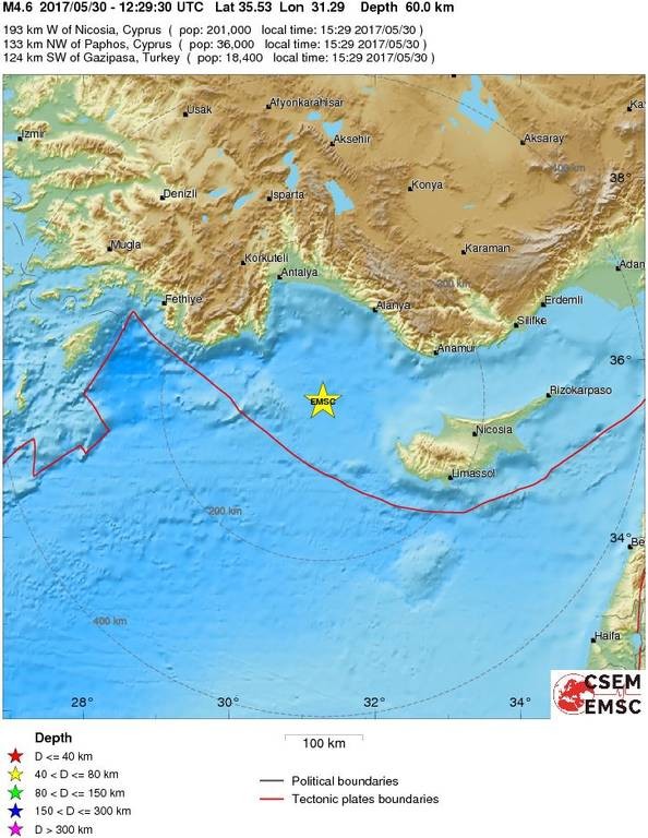 Σεισμός κοντά στην Κύπρο 