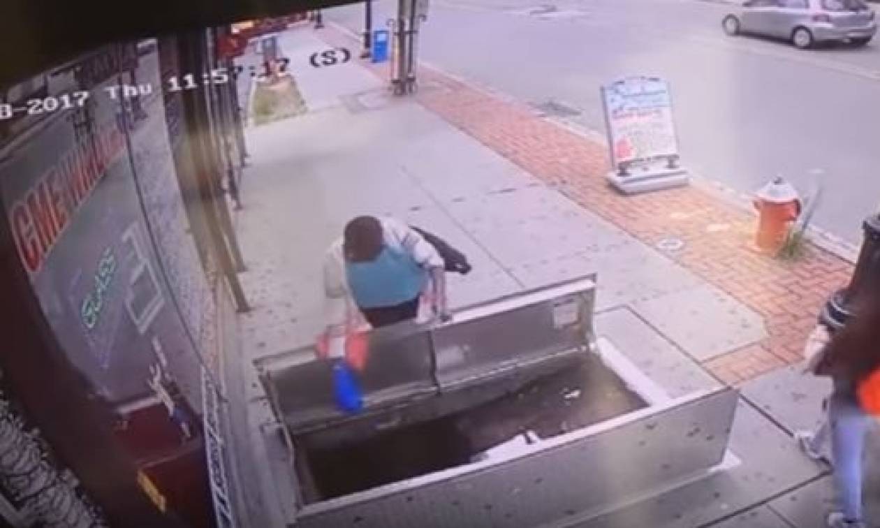Βίντεο σοκ: Γυναίκα παίζει με το κινητό της και πέφτει σε αγωγό αερίου! (vid)