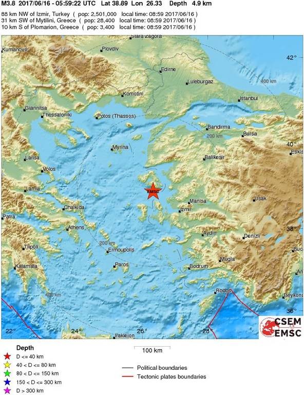 Νέος σεισμός τώρα κοντά στη Μυτιλήνη 