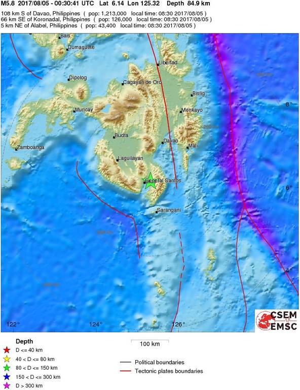 Ισχυρός σεισμός 5,8 Ρίχτερ συγκλόνισε τις Φιλιππίνες
