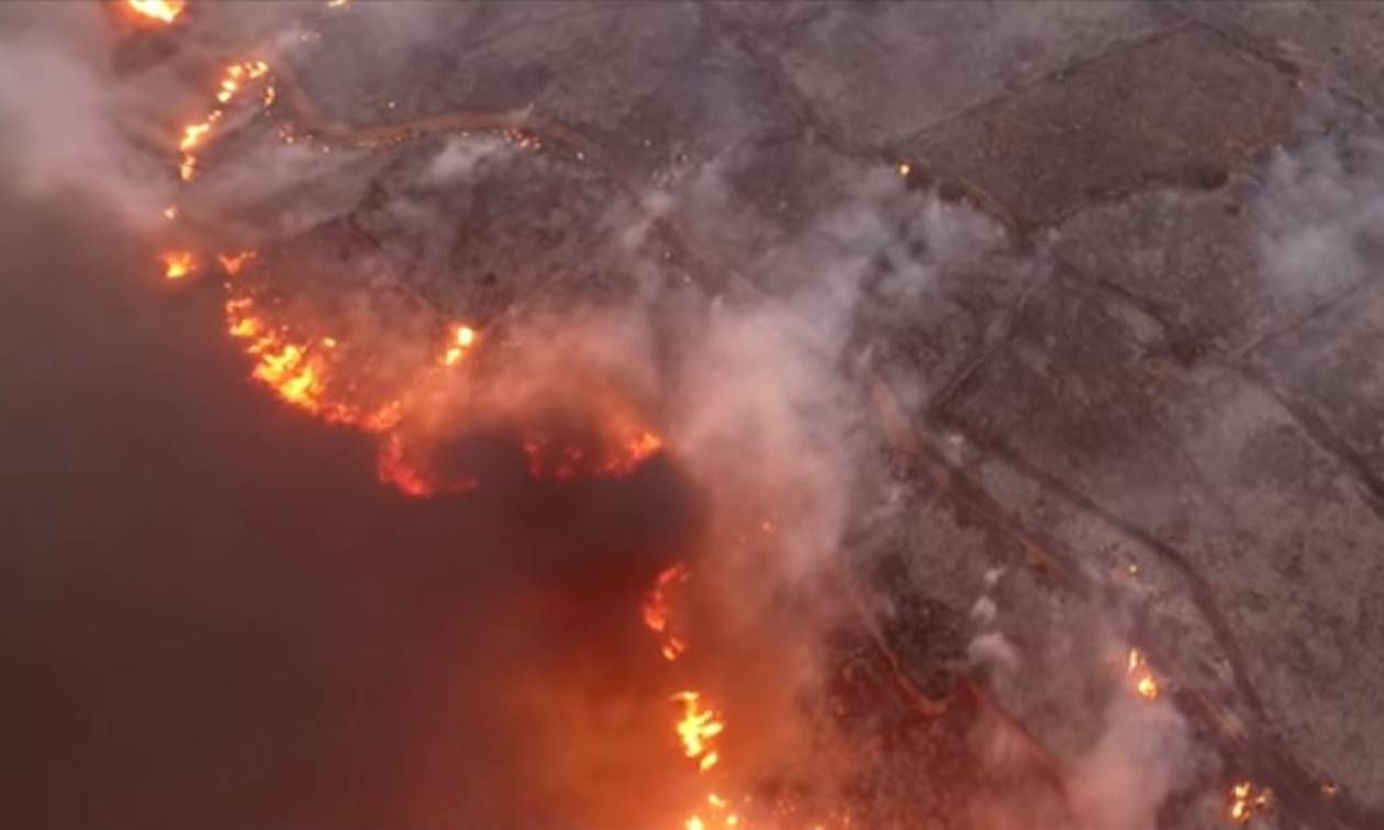 Βίντεο - σοκ: Δείτε τη φωτιά στα Κύθηρα από ψηλά (vid)