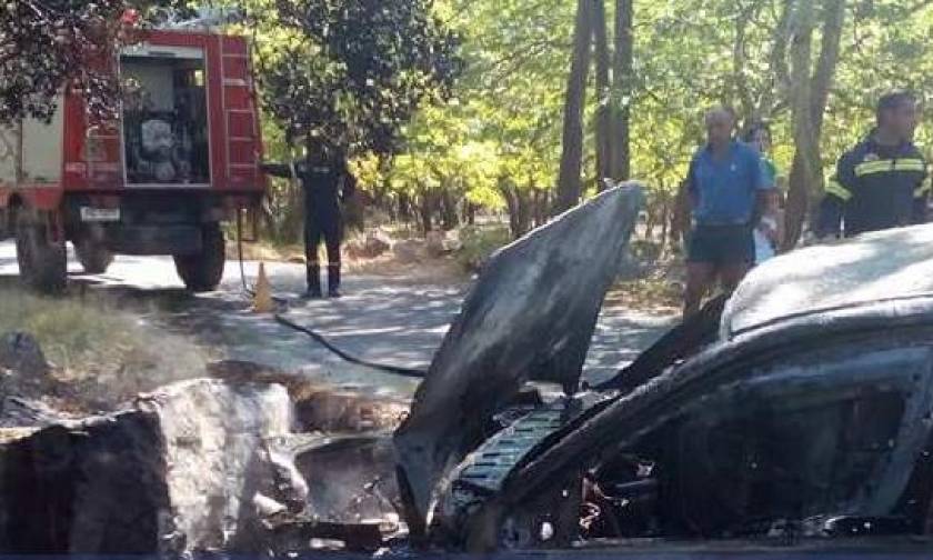 Καλάβρυτα: Αυτοκίνητο προσέκρουσε σε βράχο και έγινε στάχτη