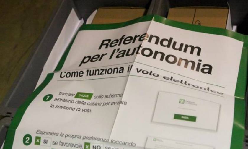 Δημοψηφίσματα στην Ιταλία: Μέτρια η συμμετοχή στο Βένετο - Απογοητευτική στη Λομβαρδία