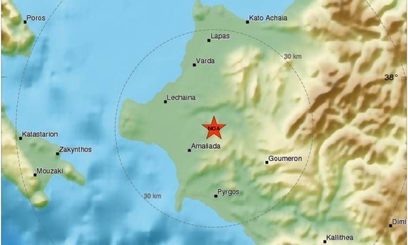Ισχυρός σεισμός στην Αμαλιάδα - Αισθητός και στην Πάτρα