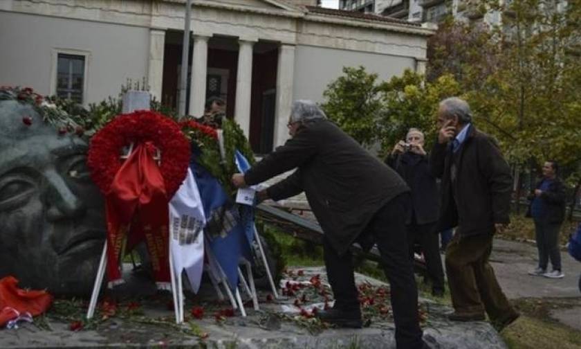 People slowly gathering at Athens Polytechnic to honour 1973 student uprising
